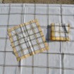 Yellow and white checkered tablecloth + 5 tea towels