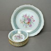 Salad bowl & 6 small bowls LIMOGES blue and gold flowers