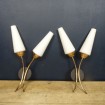 Pair of Vintage 1960 golden sconces with opaline tulips