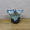 Candle holder in terracotta glazed blue by ARTIST POTIER