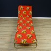 Vintage 1960 red folding chaise longue with flowers