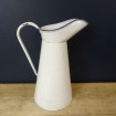 Large antique blue and white enamelled pitcher
