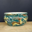 ART DECO "Hunting Dogs & Deer" faience pot cover