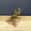 2 Bookends "Herons" statuettes in gilded brass & marble