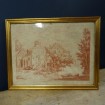 Antique engraving sanguine "Paysage champêtre" (Country landscape)