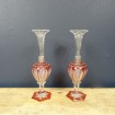 Pair of BOHEME crystal soliflore lined in red