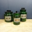 3 Pots Vintage verts "Lait en poudre, Miel et Flocons d'avoine"